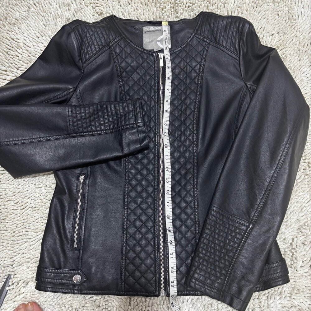 Moto Black Vegan Faux Leather Zippered Jacket - Picture 5 of 8